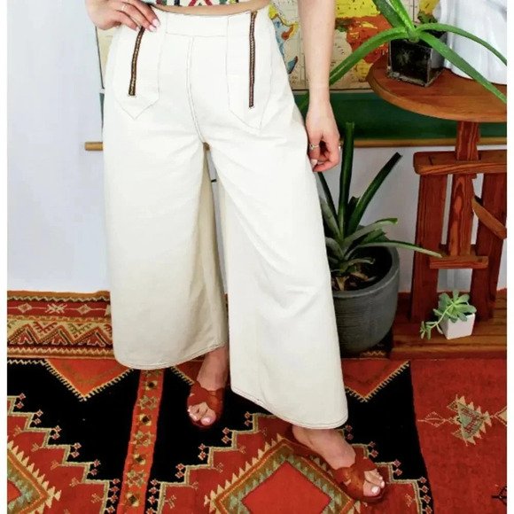 Salvage Cloth Double Zipper High Rise Wide Leg Jeans NYC Sustainable Streetwear - Picture 2 of 12